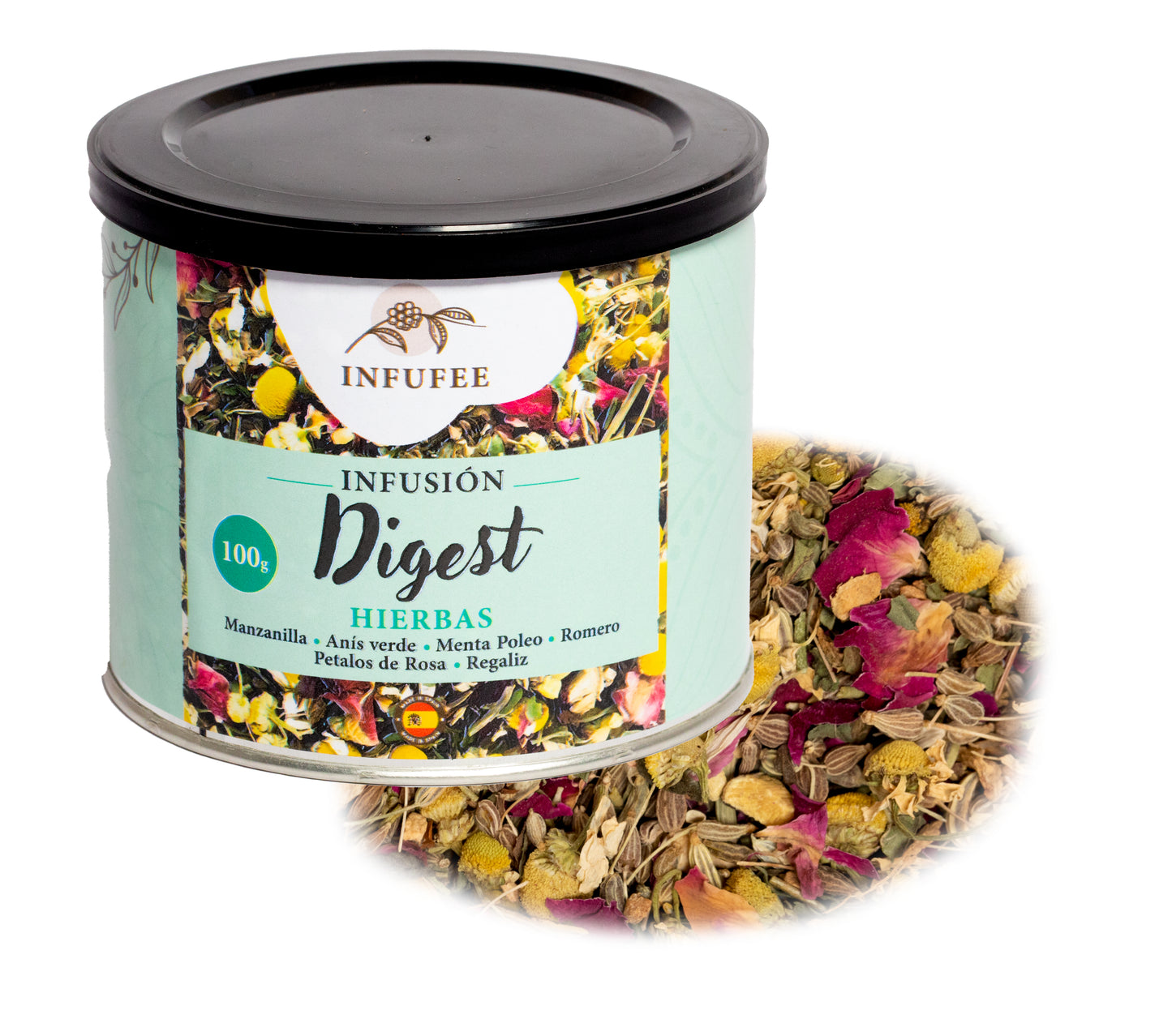 Infusión Digestiva - Infusión antioxidante y relajante - Infusión sin teína - Lata 100 gramos