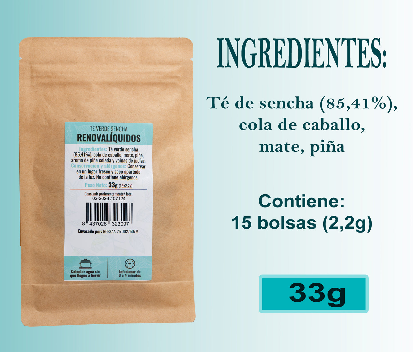 Te japonés desintoxicante - infusión depurativa - Te de hierbas para eliminar líquidos - 15 pirámides.