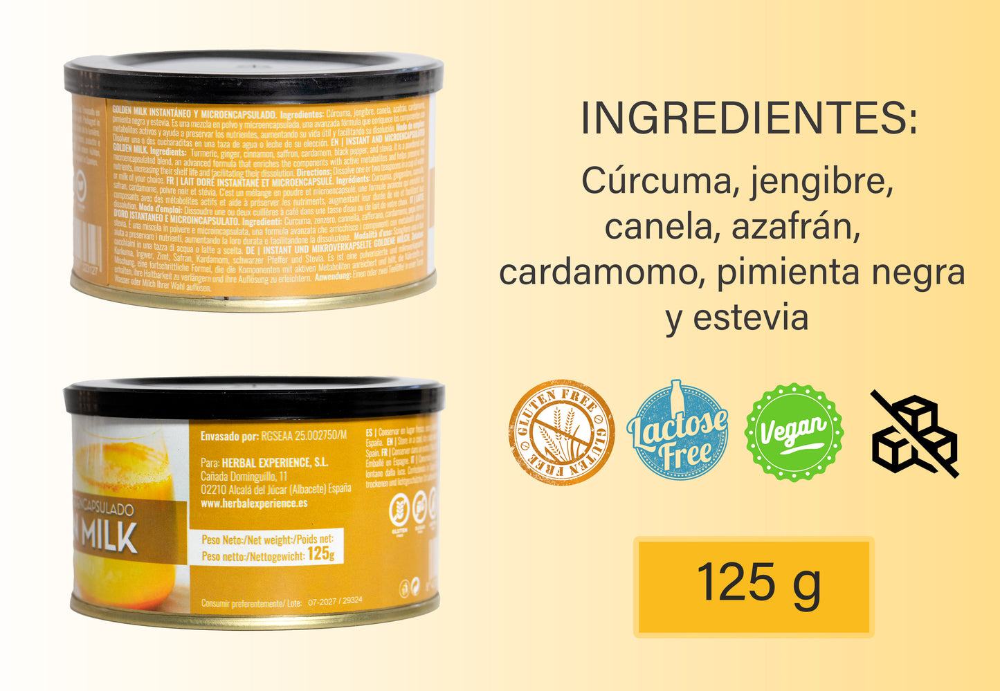 Golden Milk en Polvo Microencapsulado - Fortalece tu sistema inmunológico - Infusión Natural - Sin teína