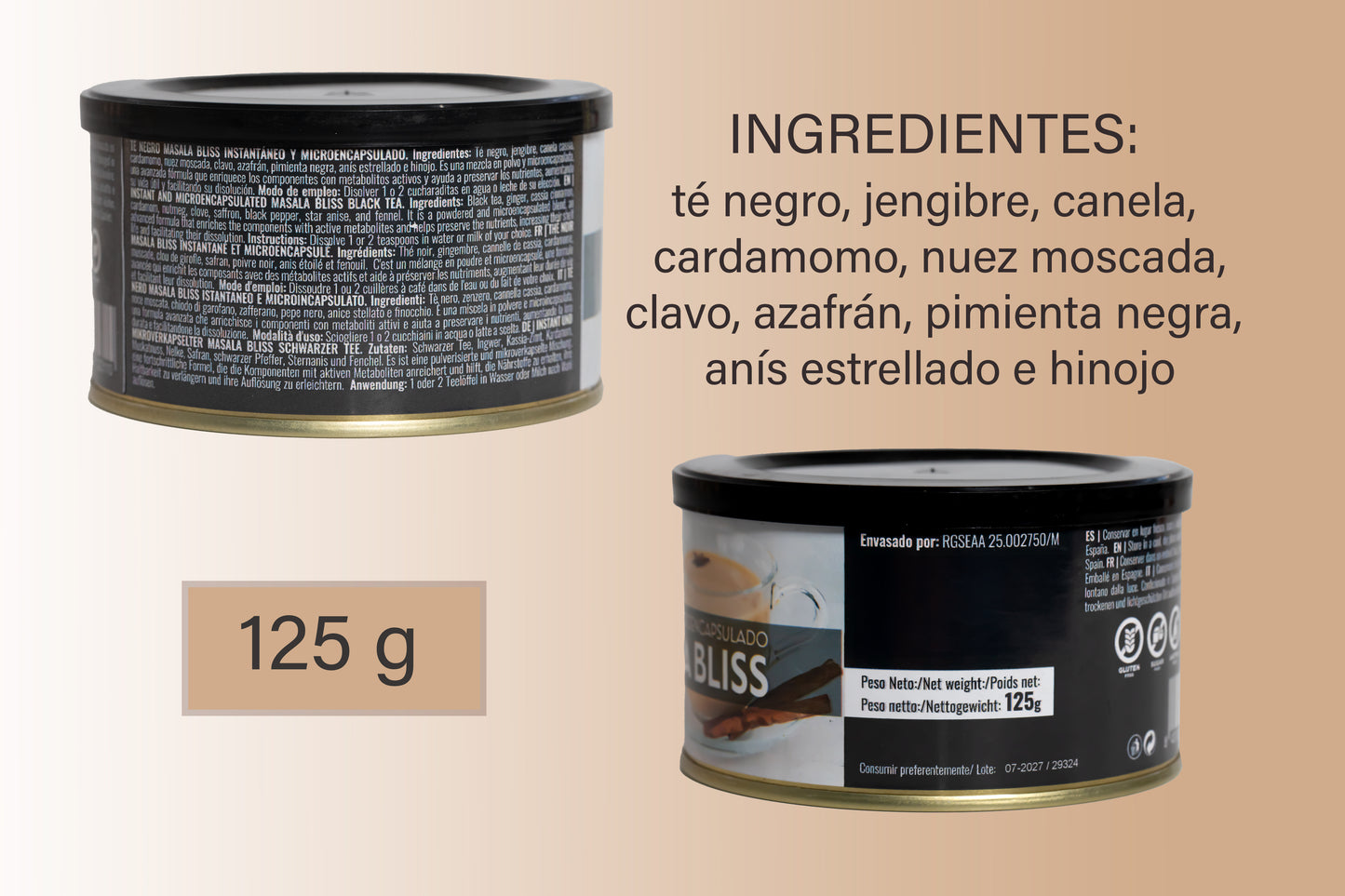 Té Masala Bliss en Polvo Microencapsulado - Refuerzo del Sistema Inmunológico - Lata 125 gr.