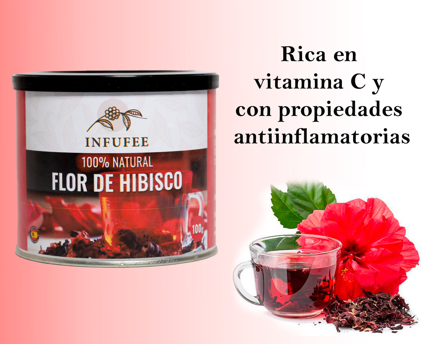 Flor de Hibisco 100 g - Flor de Jamaica - Antioxidante 100% natural