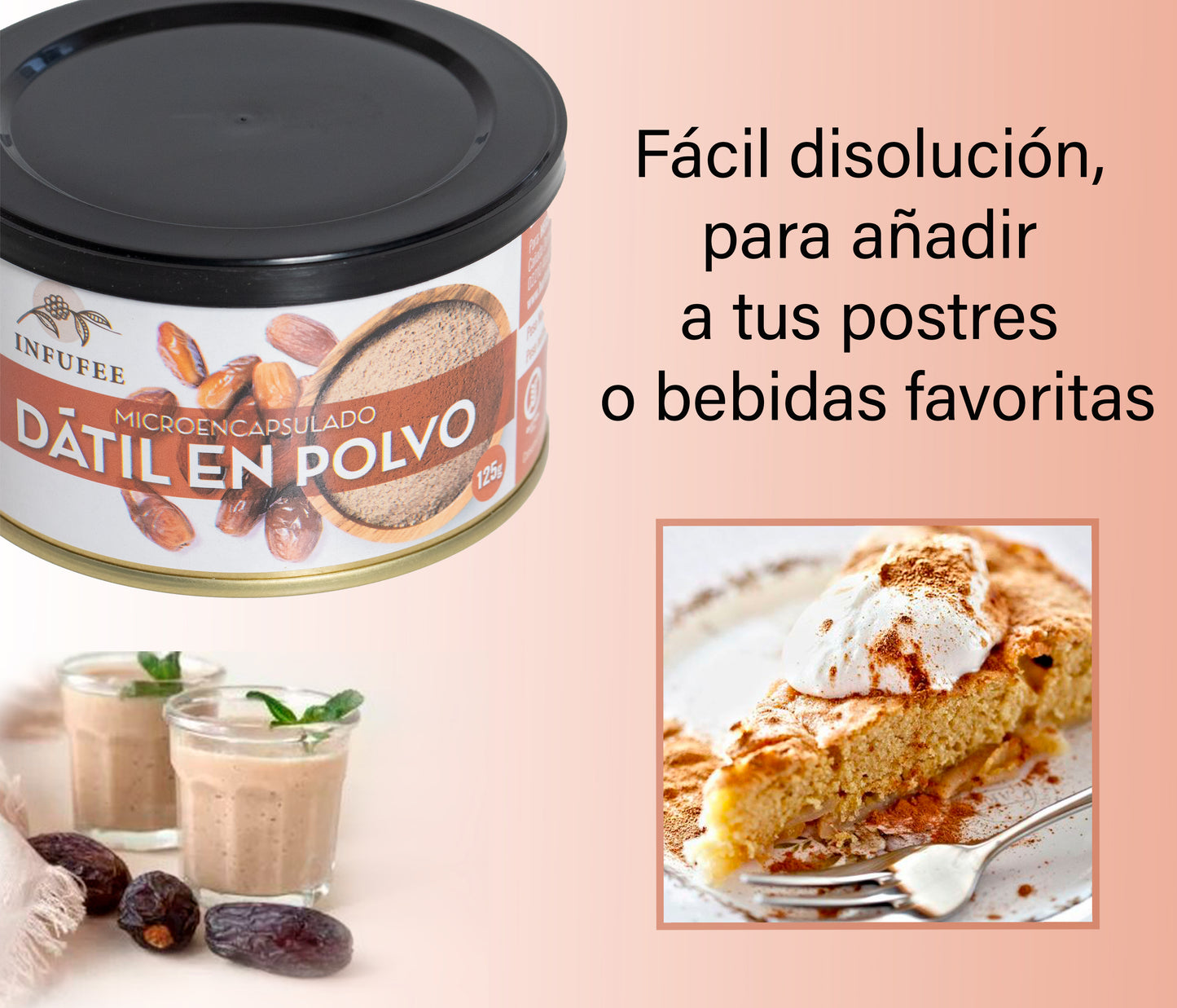 Dátil en Polvo Microencapsulado - Fuente natural de Fibra y Hierro - Ideal para Dietas Saludables