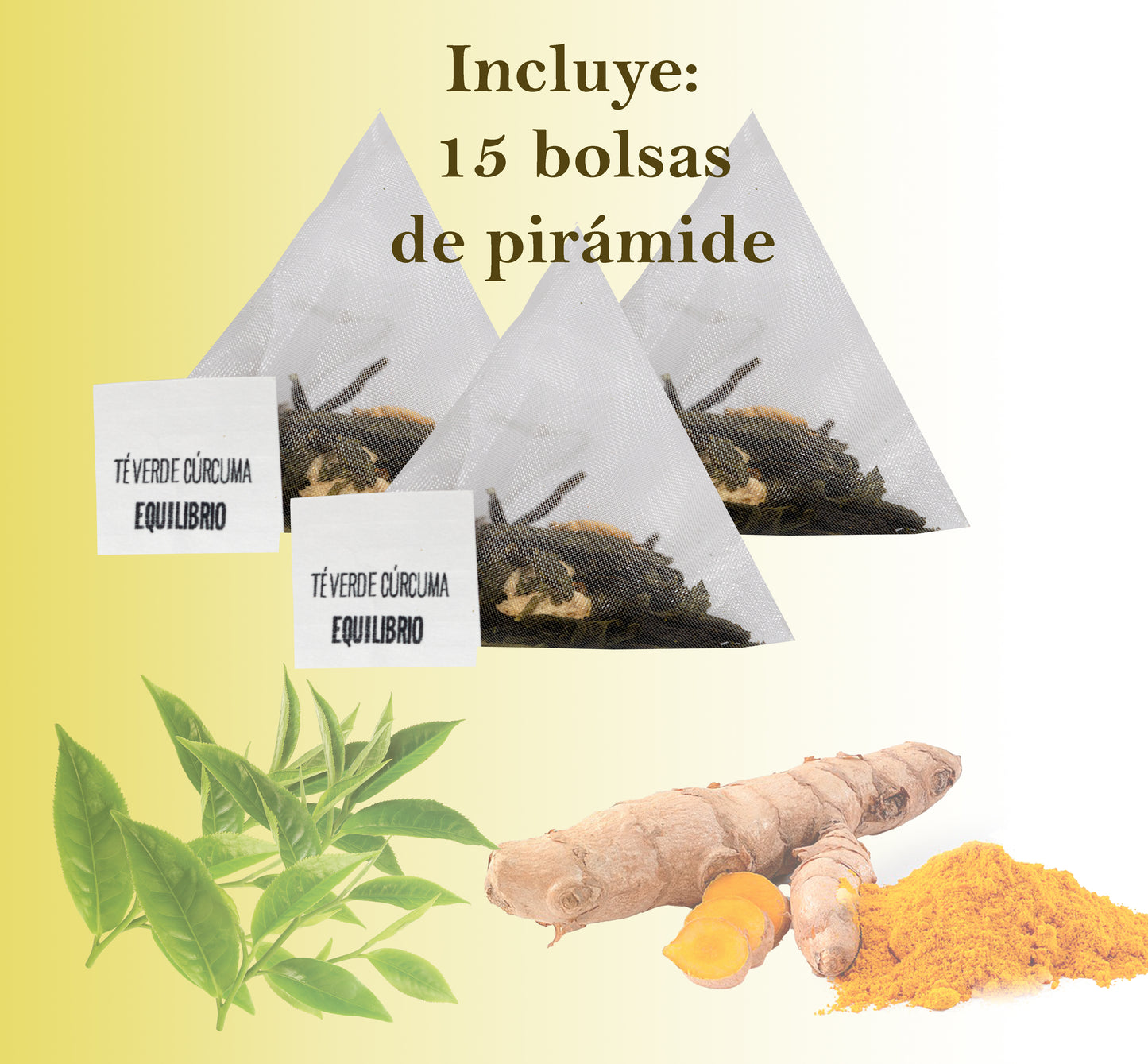 Té verde cúrcuma Equilibrio - Infusión revitalizante y antiinflamatoria - 15 pirámides