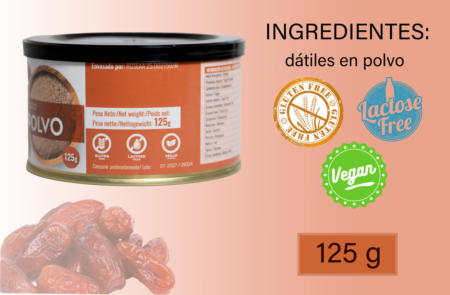 Dátil en Polvo Microencapsulado - Fuente natural de Fibra y Hierro - Ideal para Dietas Saludables
