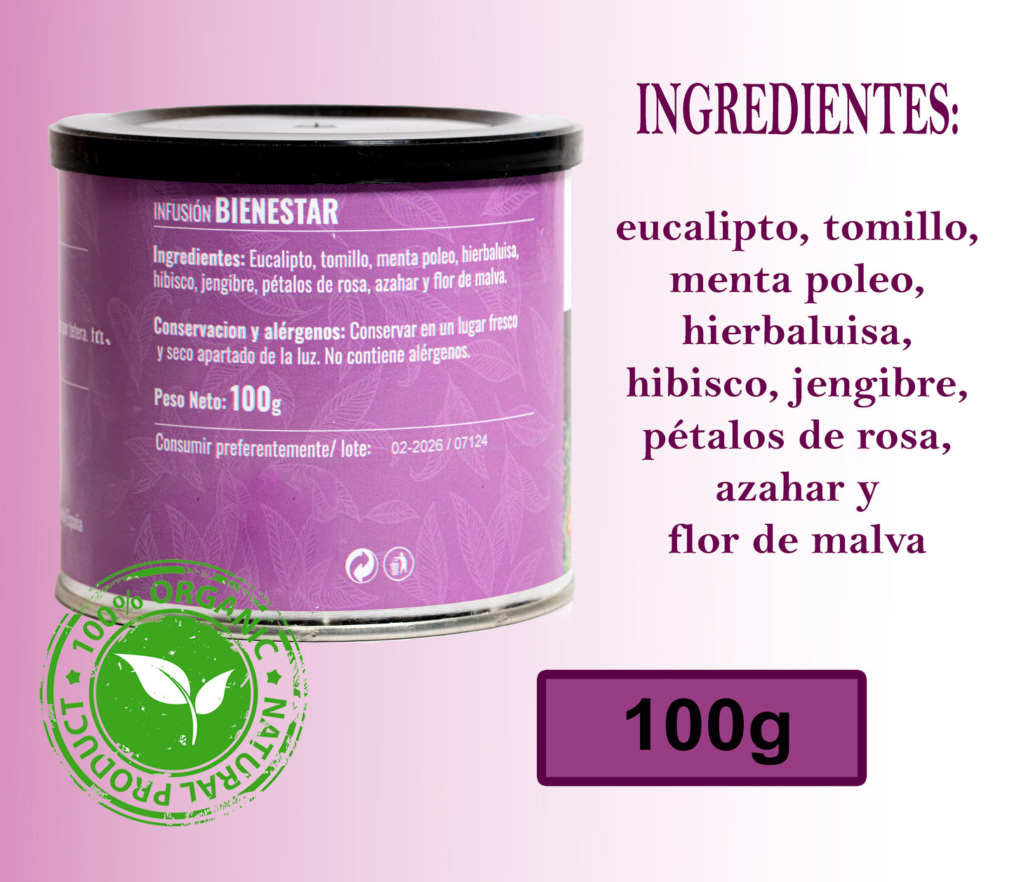 Infusión bienestar - Infusión ideal para la congestión y la tos- Lata 100 gr.