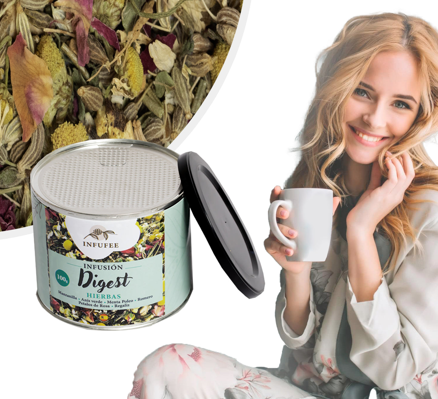 Infusión Digestiva - Infusión antioxidante y relajante - Infusión sin teína - Lata 100 gramos