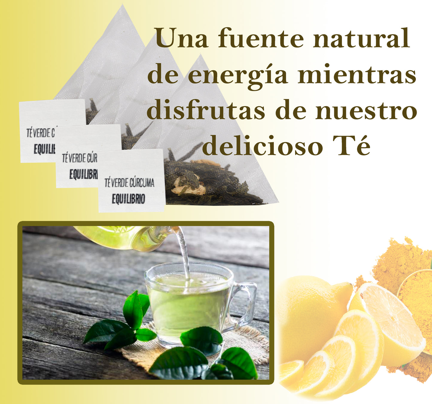 Té verde cúrcuma Equilibrio - Infusión revitalizante y antiinflamatoria - 15 pirámides