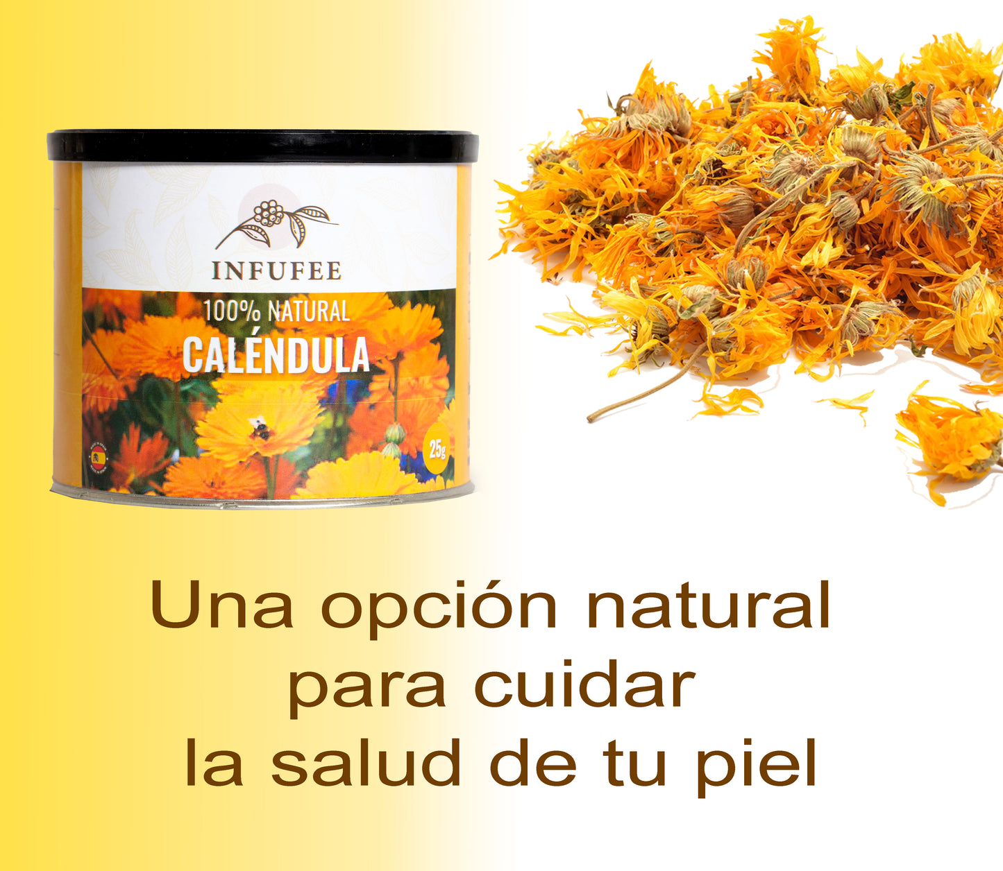 Caléndula (Lata 25g) - Flores de caléndula secas 100% pura y natural - Infusión antiinflamatoria.