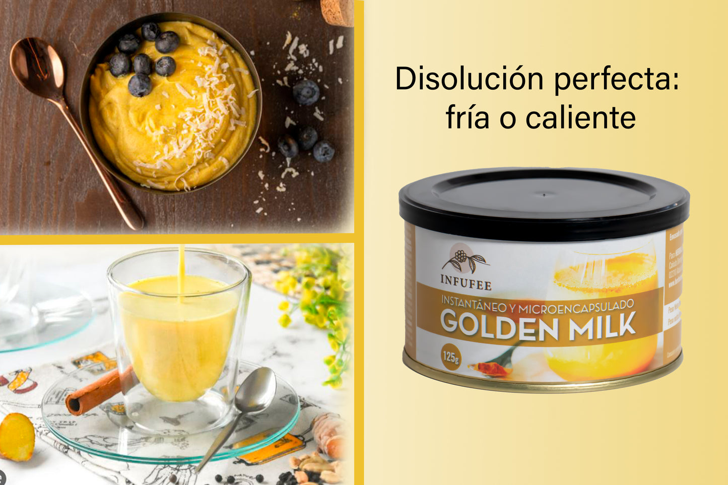 Golden Milk en Polvo Microencapsulado - Fortalece tu sistema inmunológico - Infusión Natural - Sin teína