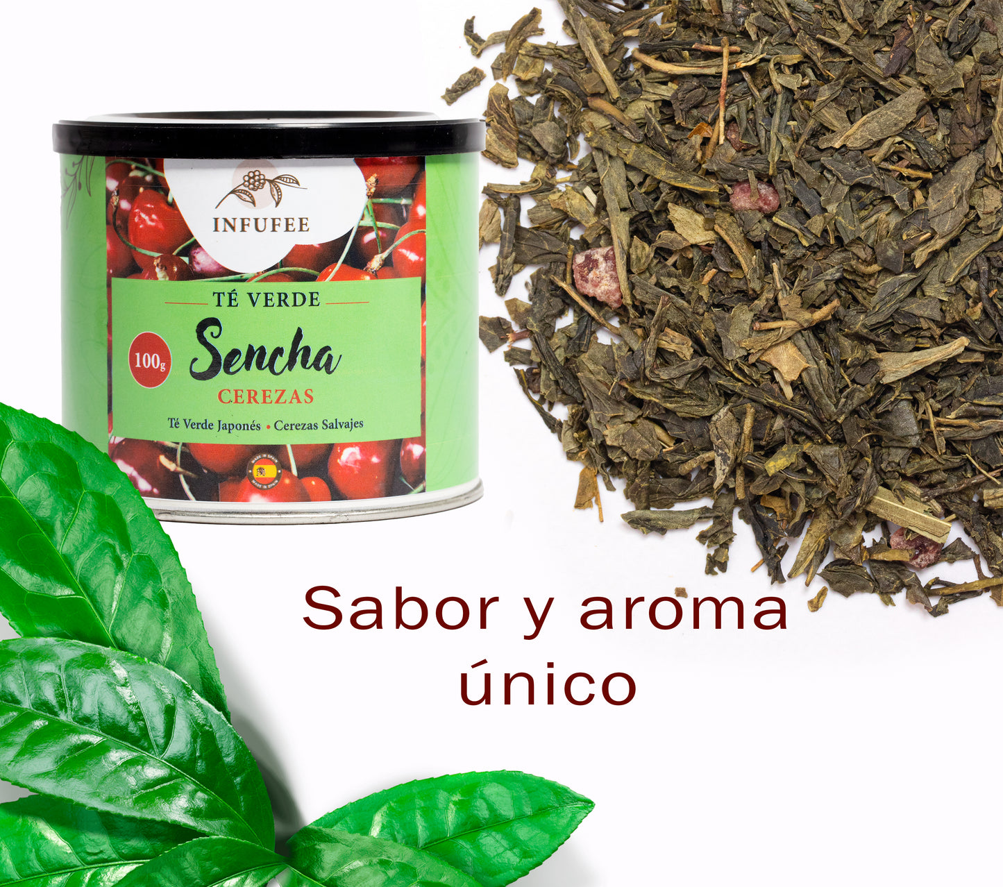 Té verde sencha con cerezas salvajes - Infusión antioxidante - Lata 100 g.