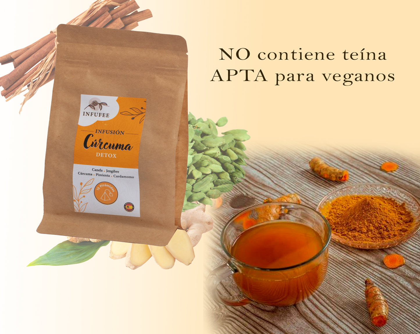 Infusión Detox Cúrcuma - Infusión depurativa - Infusión dietética - Sin teína.