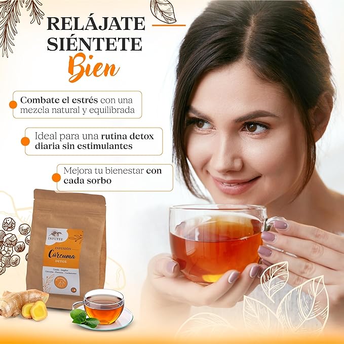 Infusión Detox Cúrcuma - Infusión depurativa - Infusión dietética - Sin teína.