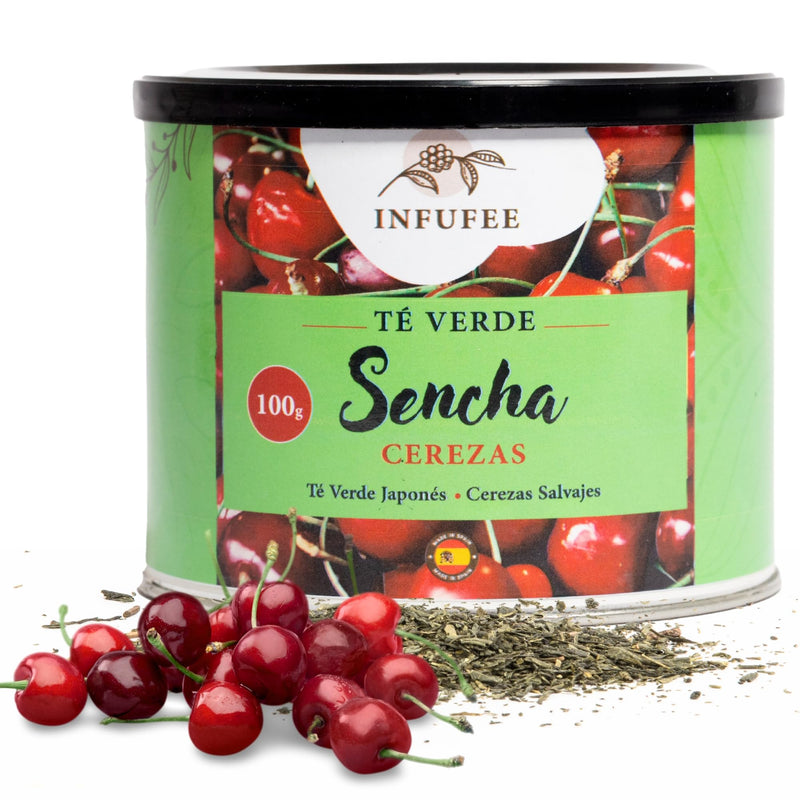 Té verde sencha con cerezas salvajes - Infusión antioxidante - Lata 100 g.