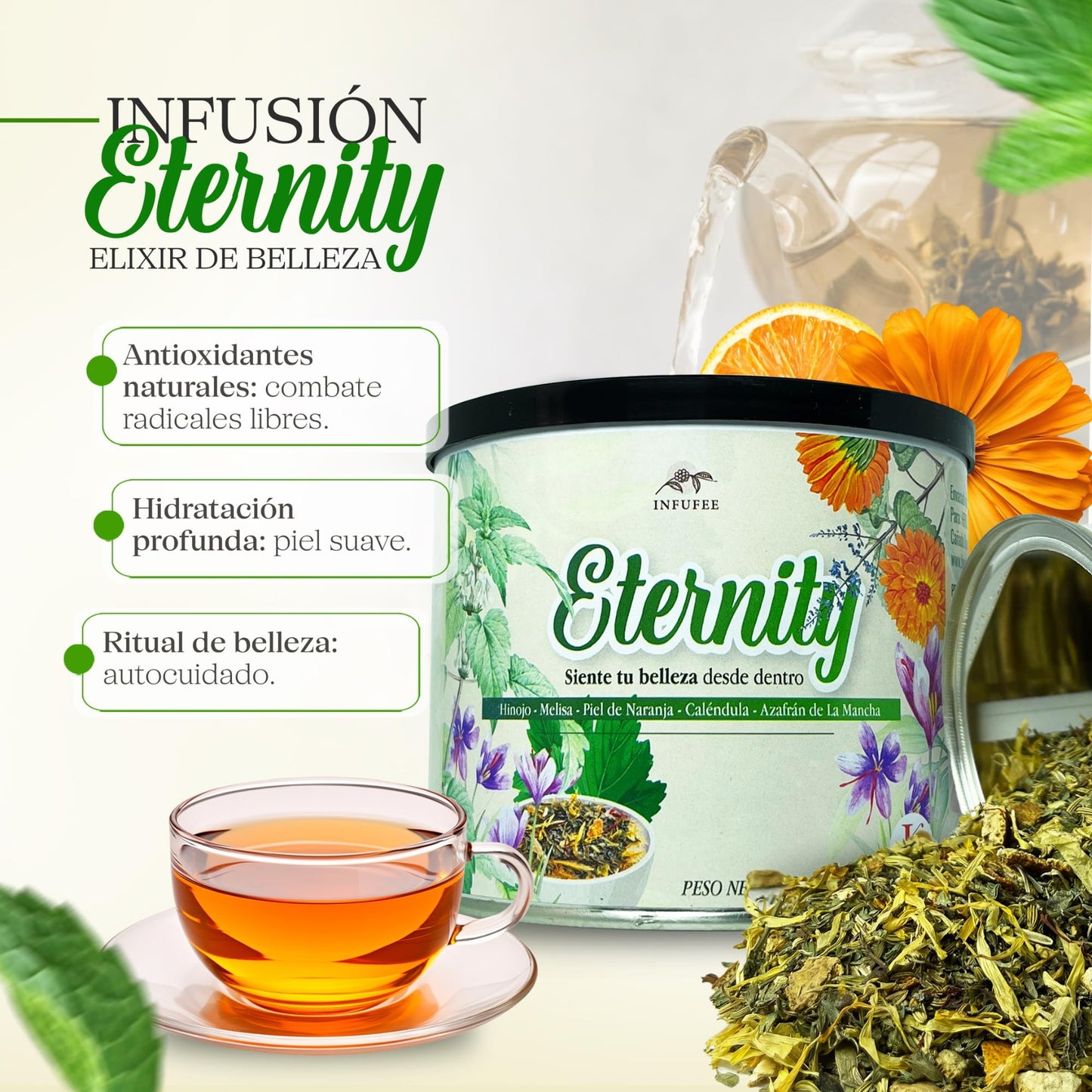 Infusión Eternity - Ritual de belleza y cuidado de la piel- sin teína - Lata 100 g