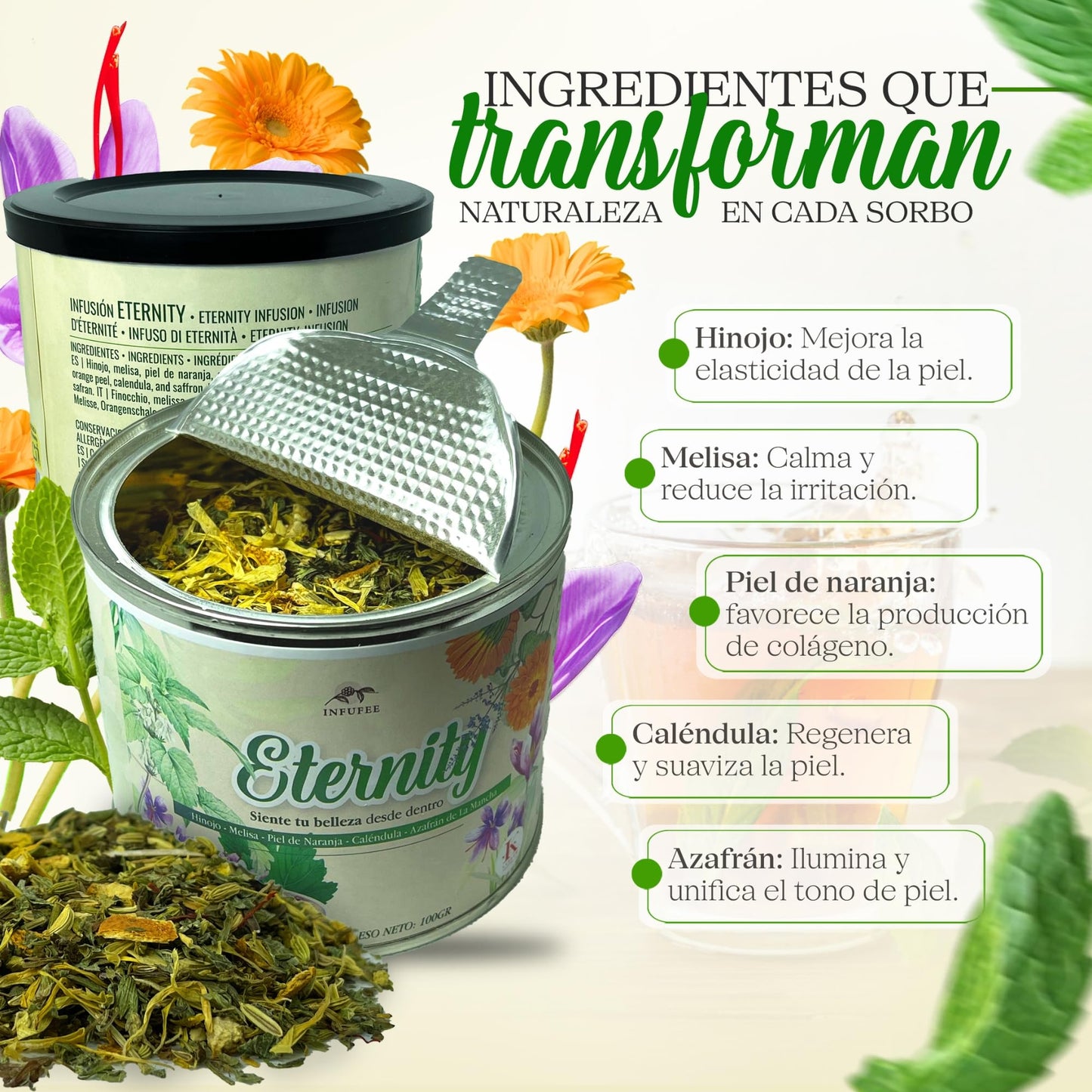 Infusión Eternity - Ritual de belleza y cuidado de la piel- sin teína - Lata 100 g