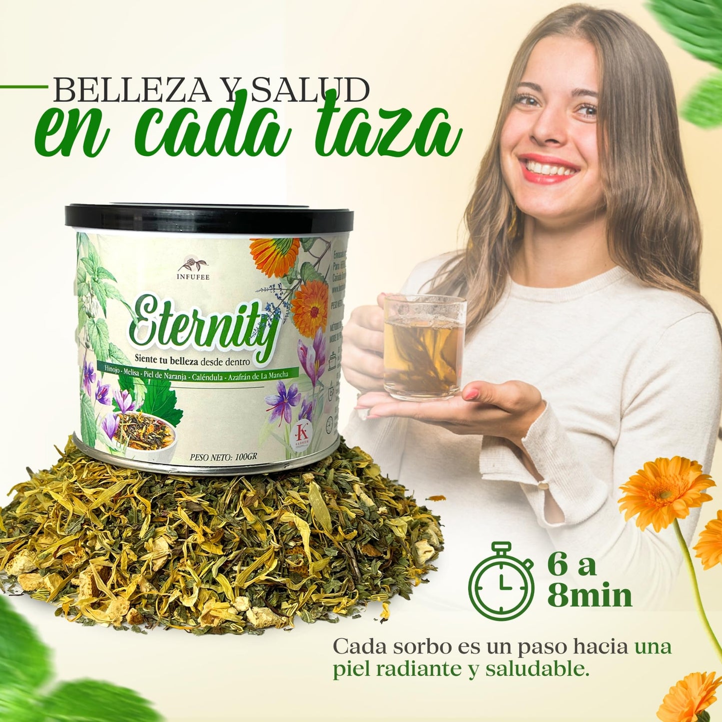 Infusión Eternity - Ritual de belleza y cuidado de la piel- sin teína - Lata 100 g