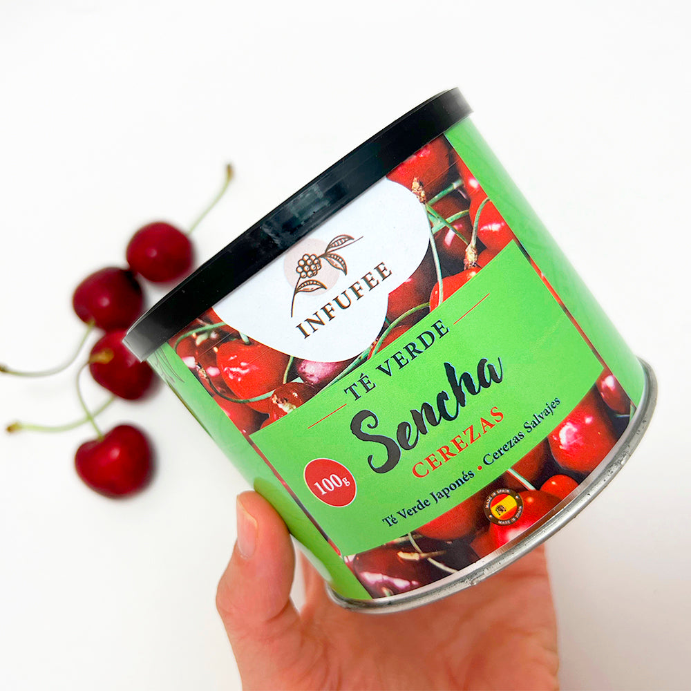 Té verde sencha con cerezas salvajes - Infusión antioxidante - Lata 100 g.