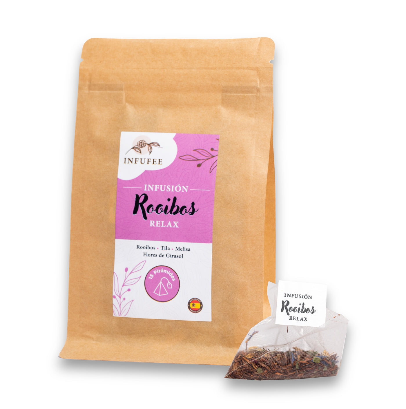 Rooibos Relax - Infusión relajante para dormir bien - Infusión antiansiedad - Sin teína - 15 pirámides individuales