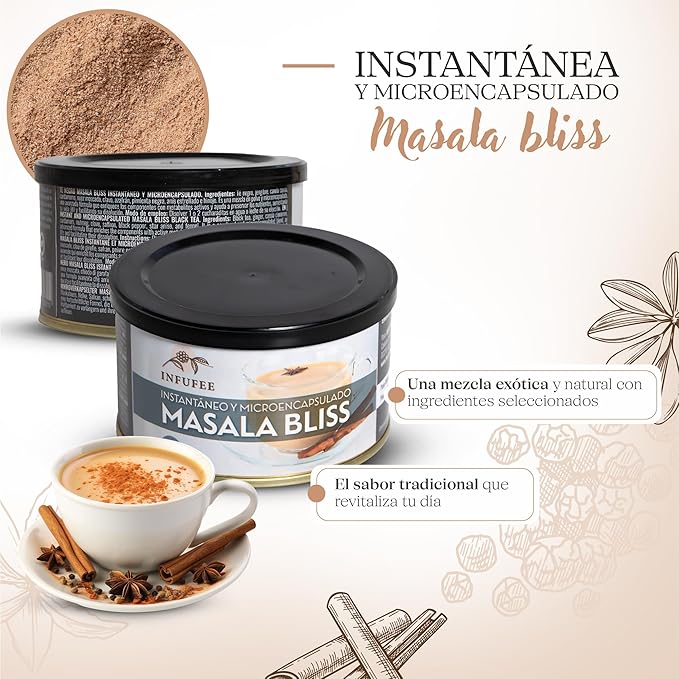 Té Masala Bliss en Polvo Microencapsulado - Refuerzo del Sistema Inmunológico - Lata 125 gr.