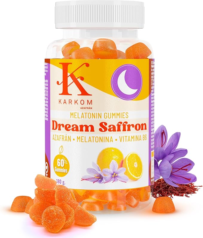 Gominolas con Melatonina y Azafrán - Ayuda a dormir mejor - Fácil de tomar - No crea adicción