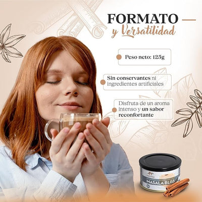 Té Masala Bliss en Polvo Microencapsulado - Refuerzo del Sistema Inmunológico - Lata 125 gr.