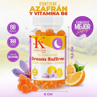 Gominolas con Melatonina y Azafrán - Ayuda a dormir mejor - Fácil de tomar - No crea adicción