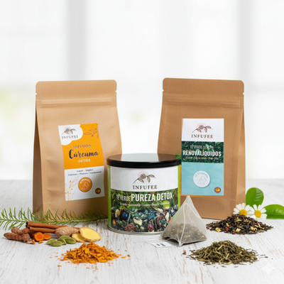 Pack Ritual: Quemagrasas - 4 infusiones detox - rutina quemagrasas: Pureza detox, cúrcuma detox, Renovaliquidos y Equilibrio.