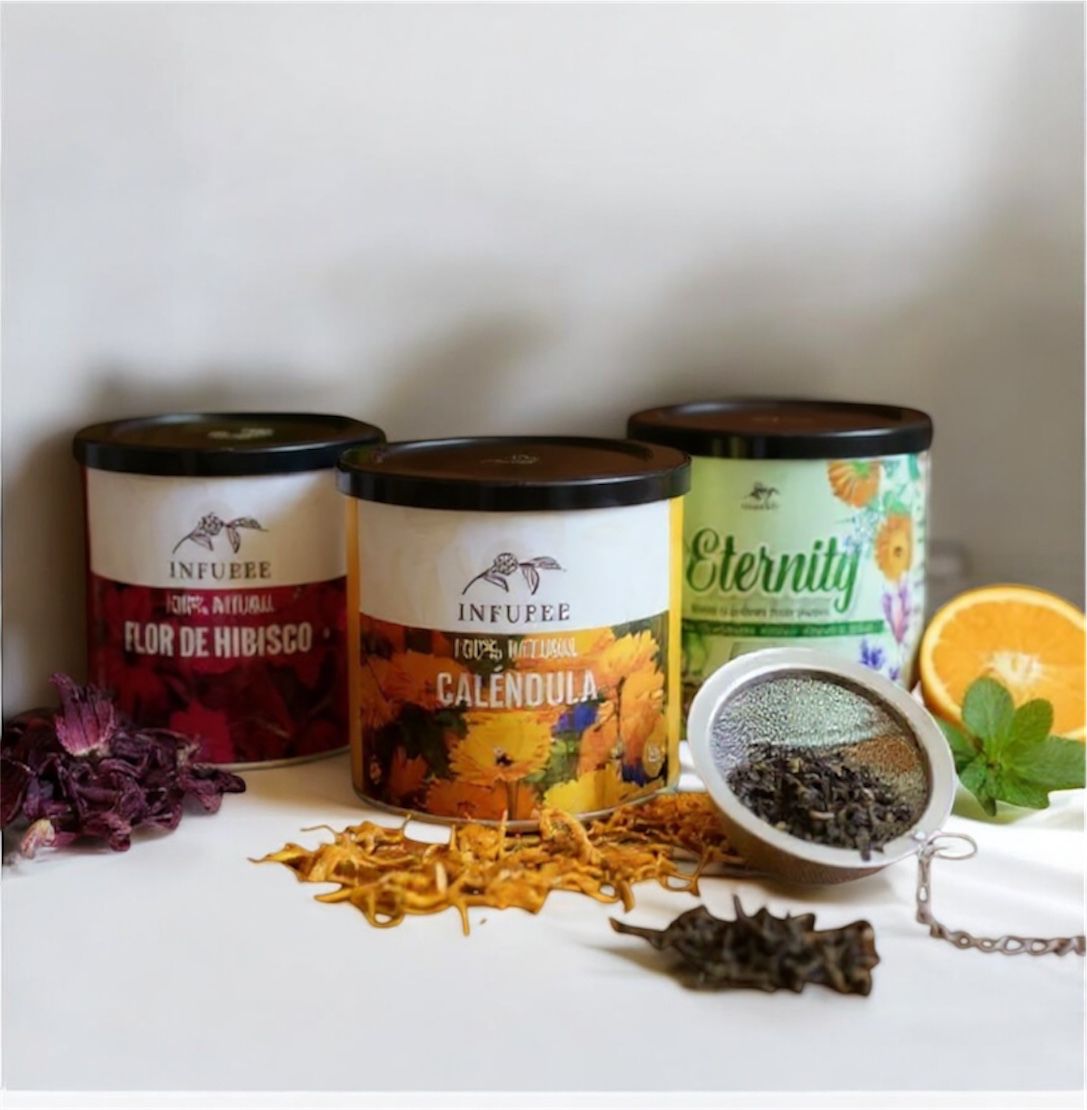 Pack Ritual Piel radiante: Contiene Flor de Hibisco, Caléndula, Eternity y filtro para té.