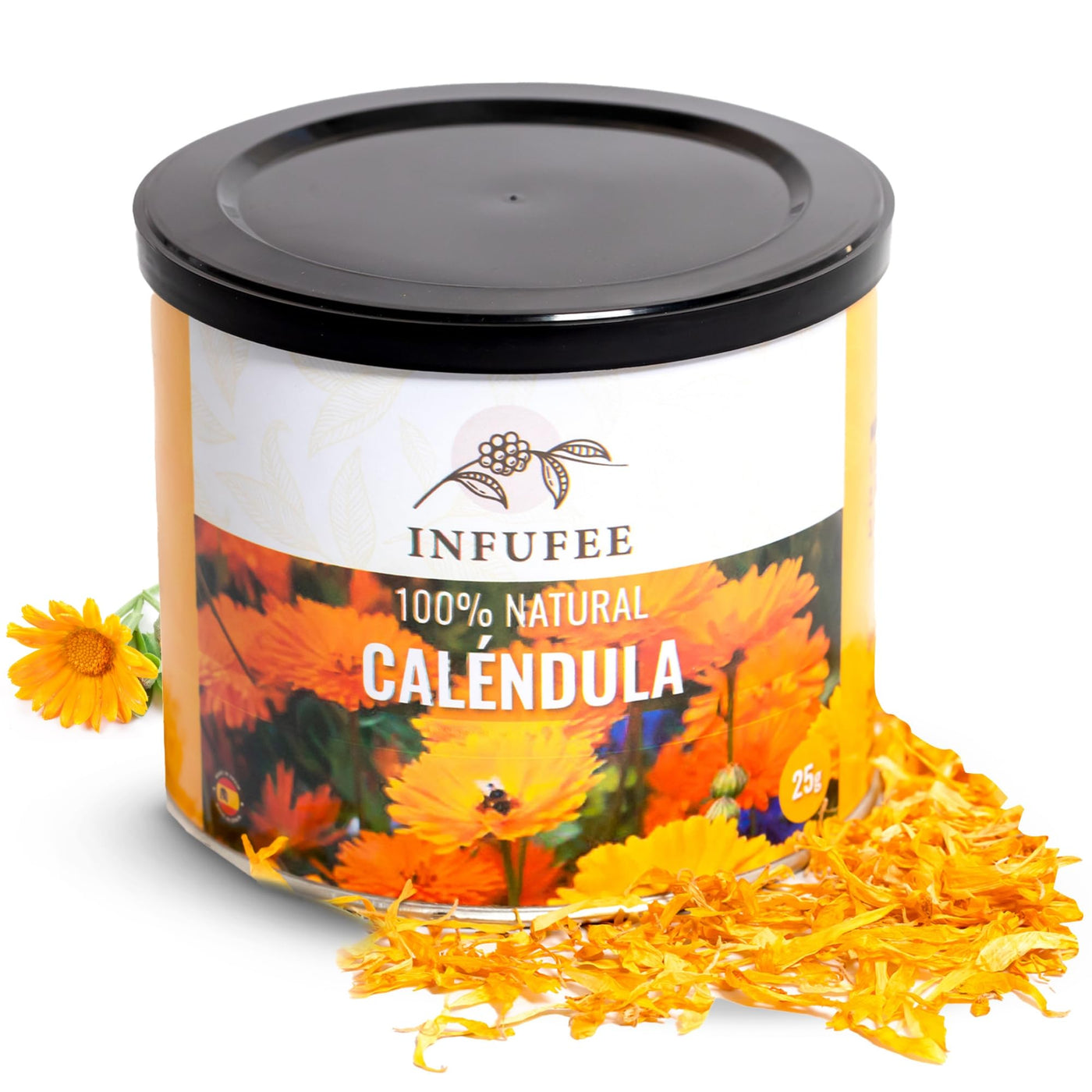 Caléndula (Lata 25g) - Flores de caléndula secas 100% pura y natural - Infusión antiinflamatoria.