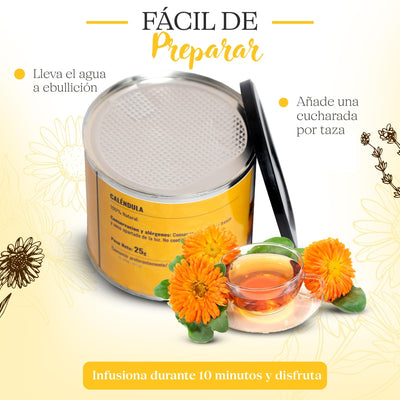 Caléndula (Lata 25g) - Flores de caléndula secas 100% pura y natural - Infusión antiinflamatoria.