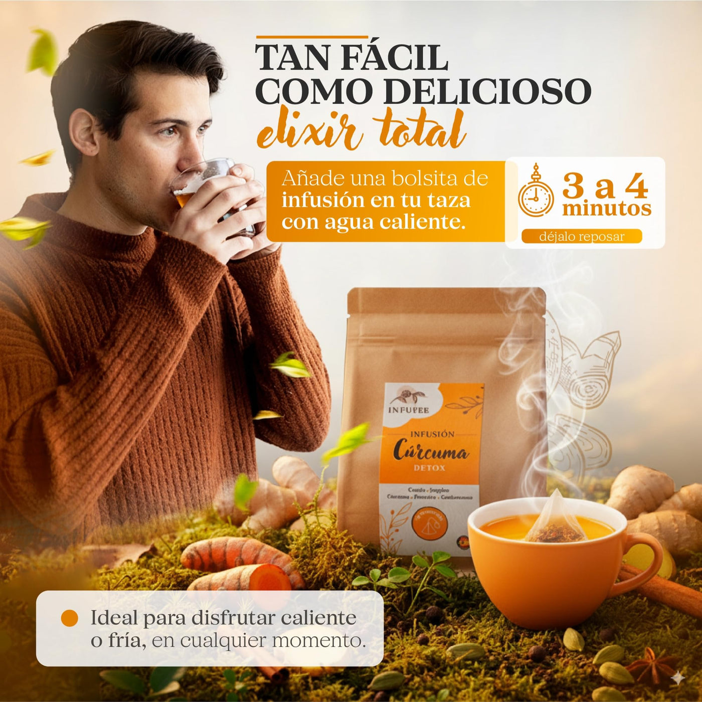 Infusión Detox Cúrcuma - Infusión depurativa - Infusión dietética - Sin teína.