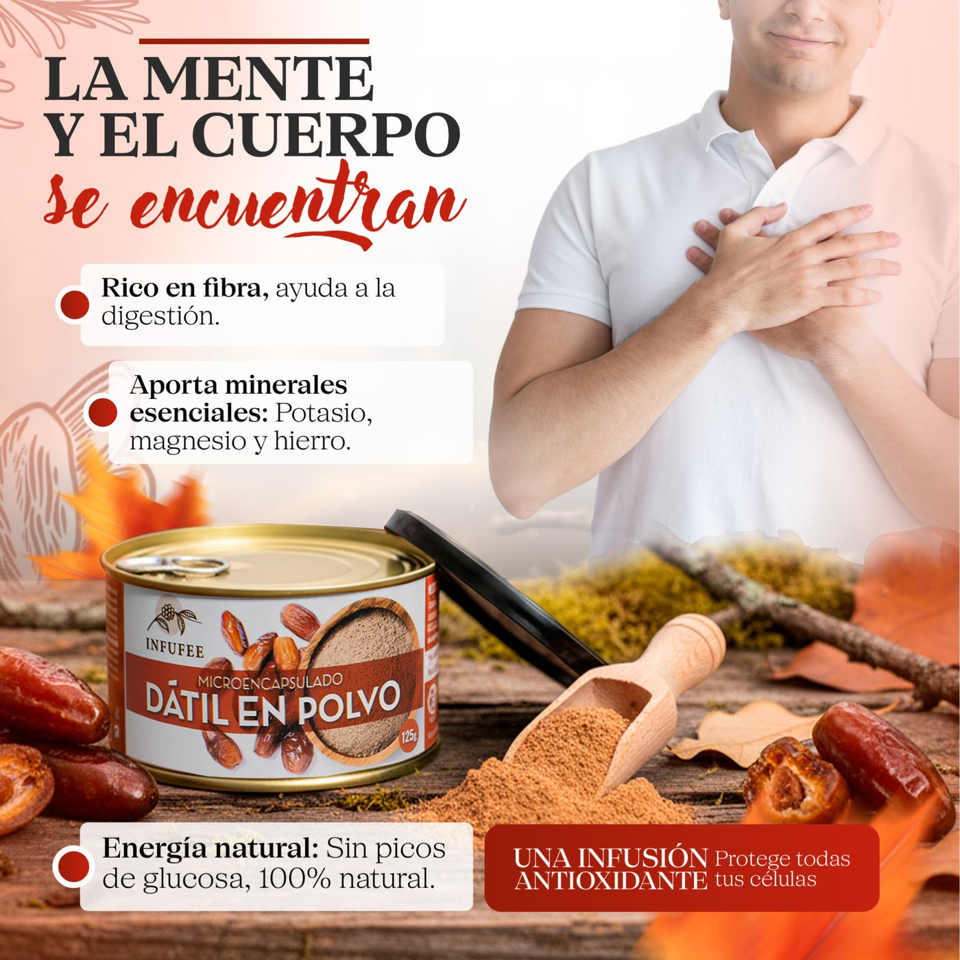 Dátil en Polvo Microencapsulado - Fuente natural de Fibra y Hierro - Ideal para Dietas Saludables