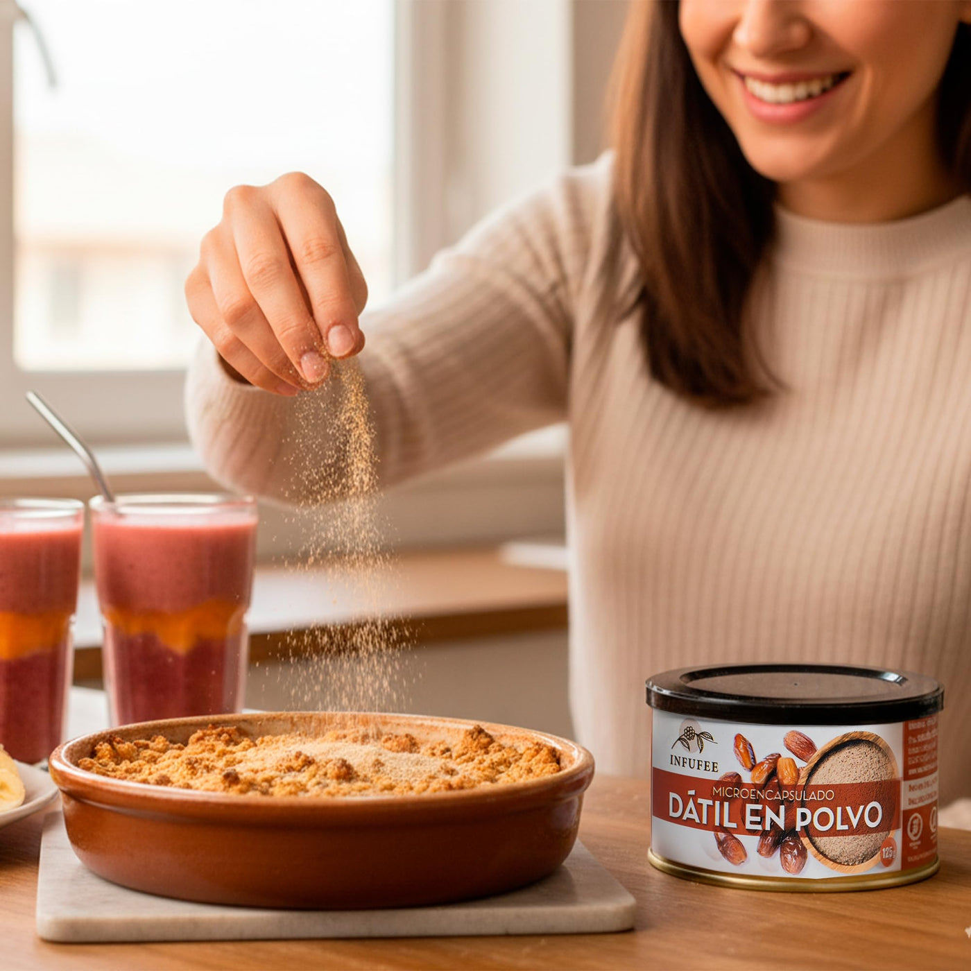 Dátil en Polvo Microencapsulado - Fuente natural de Fibra y Hierro - Ideal para Dietas Saludables