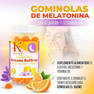 Gominolas con Melatonina y Azafrán - Ayuda a dormir mejor - Fácil de tomar - No crea adicción
