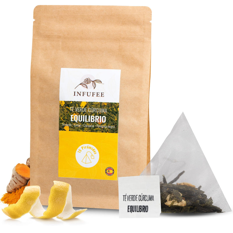 Té verde cúrcuma Equilibrio - Infusión revitalizante y antiinflamatoria - 15 pirámides