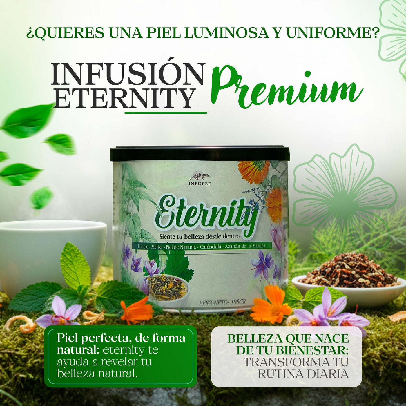 Infusión Eternity - Ritual de belleza y cuidado de la piel- sin teína - Lata 100 g