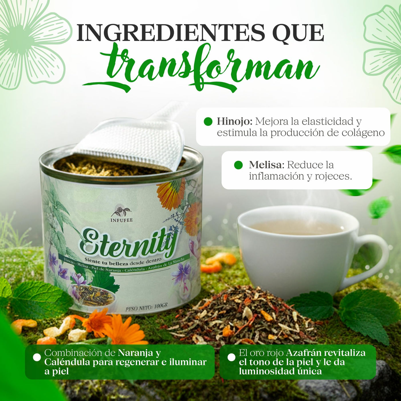 Infusión Eternity - Ritual de belleza y cuidado de la piel- sin teína - Lata 100 g