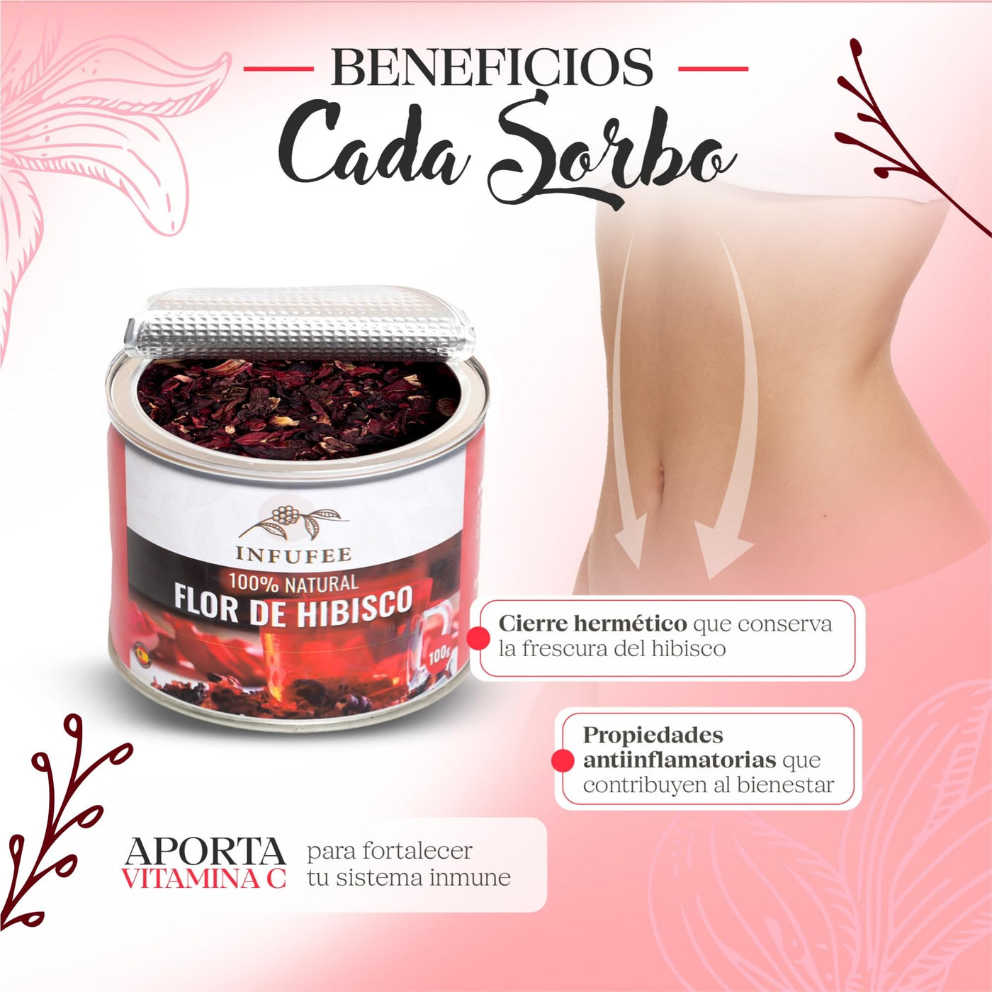 Flor de Hibisco 100 g - Flor de Jamaica - Antioxidante 100% natural