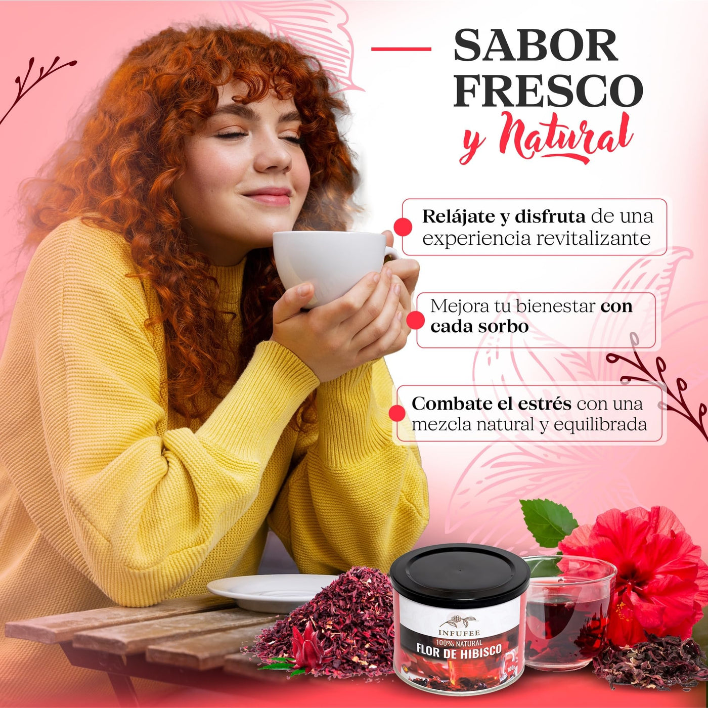 Flor de Hibisco 100 g - Flor de Jamaica - Antioxidante 100% natural