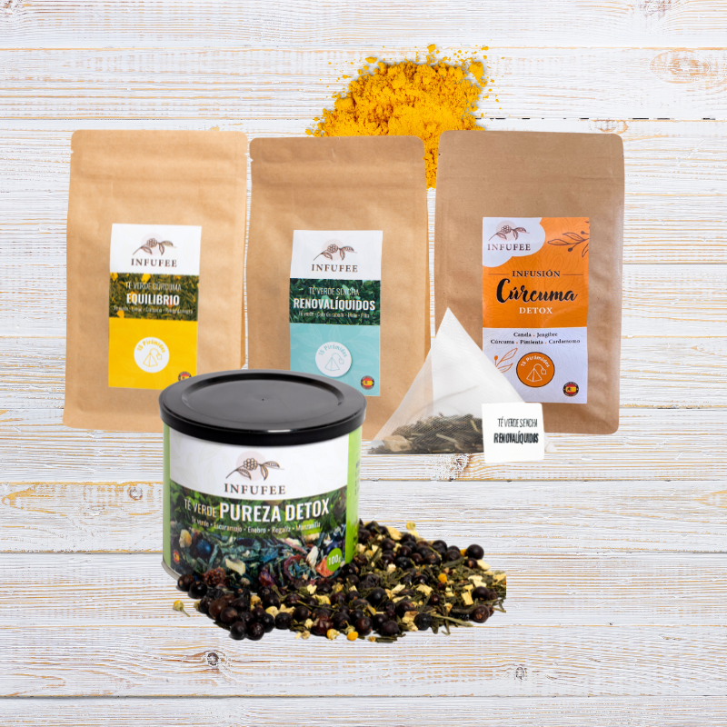 Pack Ritual: Quemagrasas - 4 infusiones detox - rutina quemagrasas: Pureza detox, cúrcuma detox, Renovaliquidos y Equilibrio.