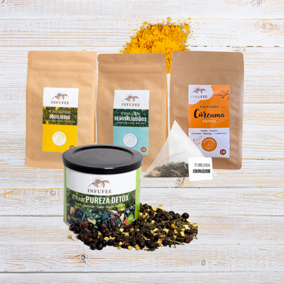 Pack Ritual: Quemagrasas - 4 infusiones detox - rutina quemagrasas: Pureza detox, cúrcuma detox, Renovaliquidos y Equilibrio.