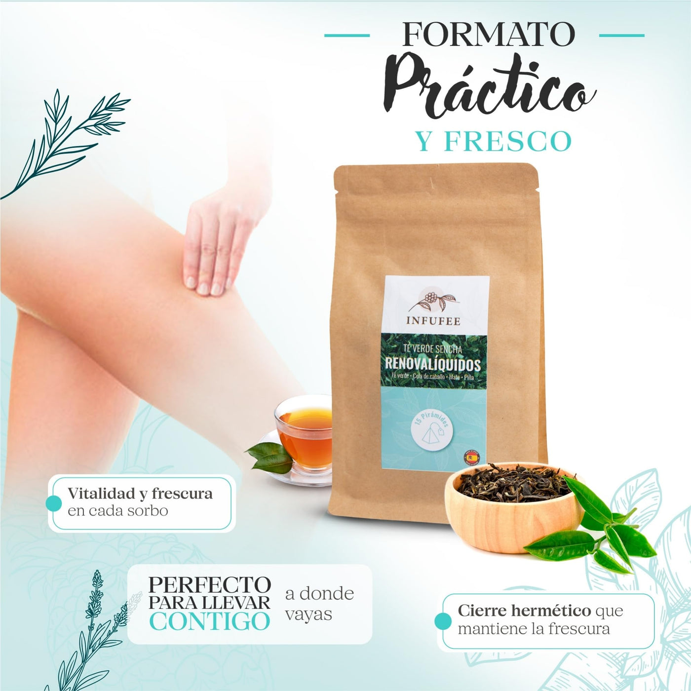 Te japonés desintoxicante - infusión depurativa - Te de hierbas para eliminar líquidos - 15 pirámides.